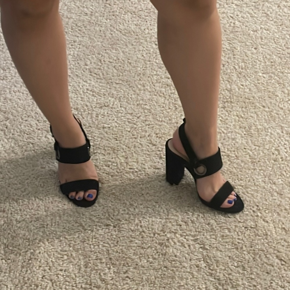 Black suede heels